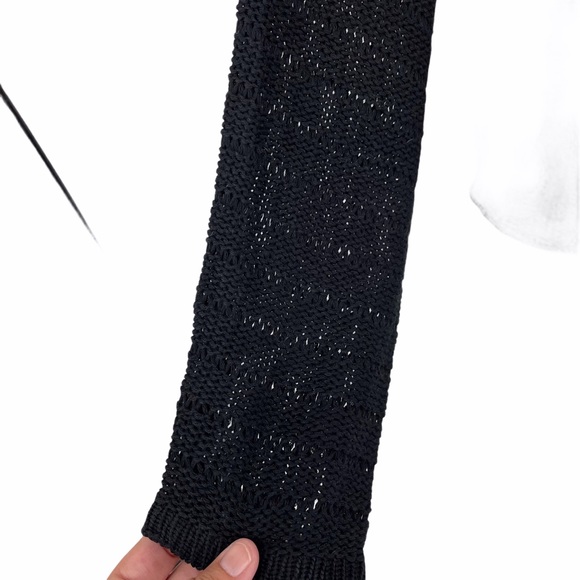 Papillon Pointelle Knit Sweater Black Size M - K54 - Picture 9 of 9